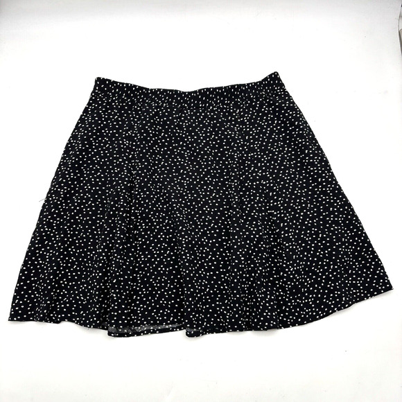 ModCloth Black White Polka Dot Elastic Waist A-Line Button Front Skirt M 14x16.5 - Picture 10 of 11